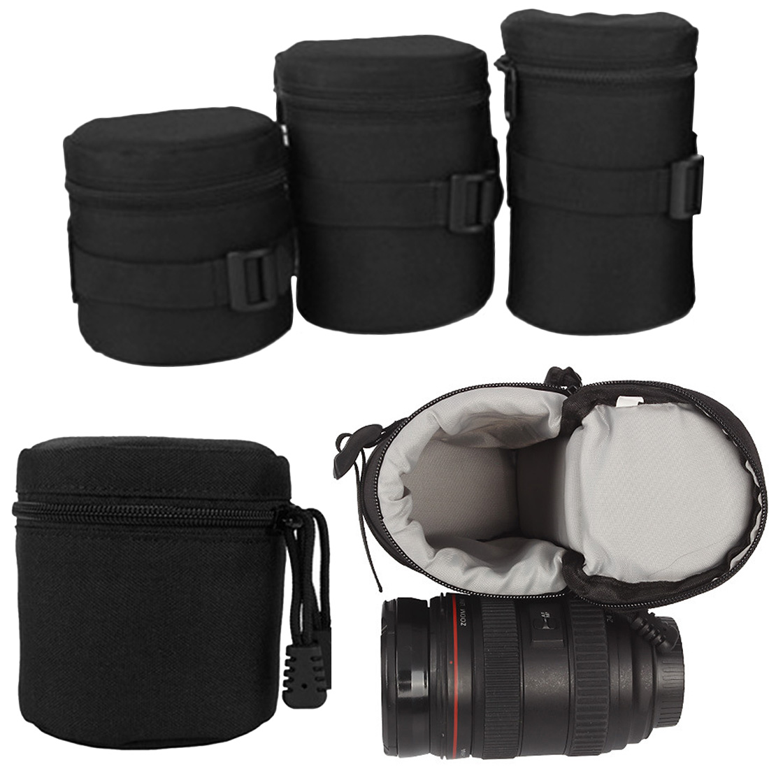 Voor Dslr Nikon Canon Sony Lenzen Zwart Waterdichte Padded Protector Camera Lens Bag Case Pouch Maat S M L