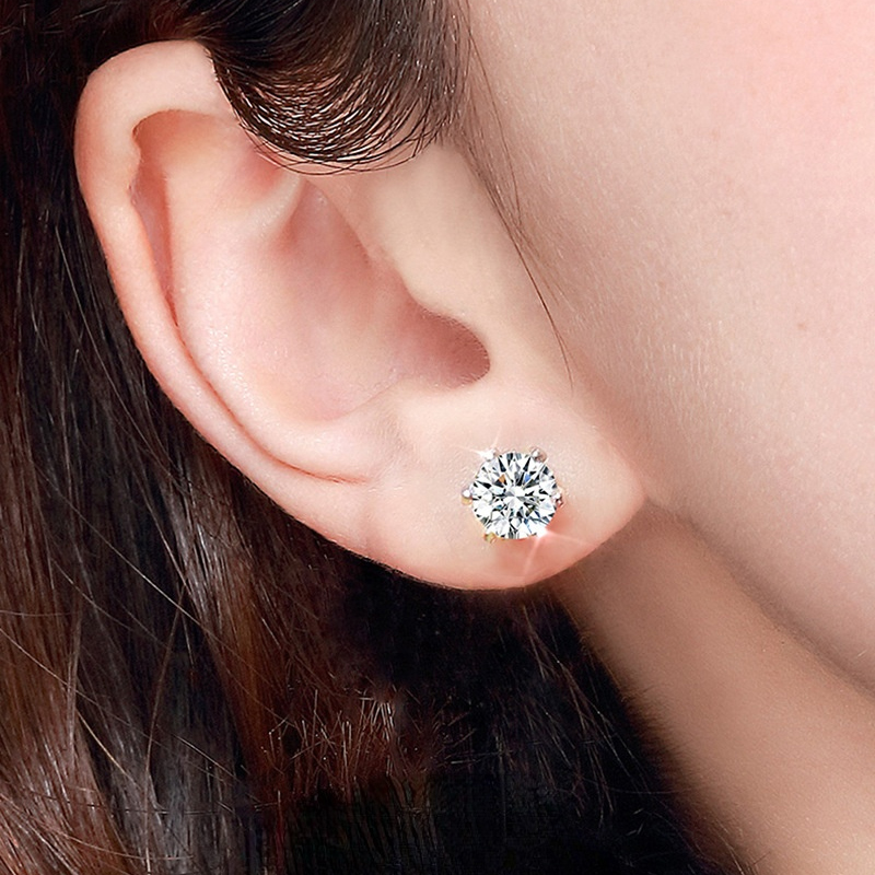 Smyoue GRA 1CT Moissanite orecchini per donna classico sei artigli scintillanti gioielli da sposa sposa S925 orecchini in argento Sterling