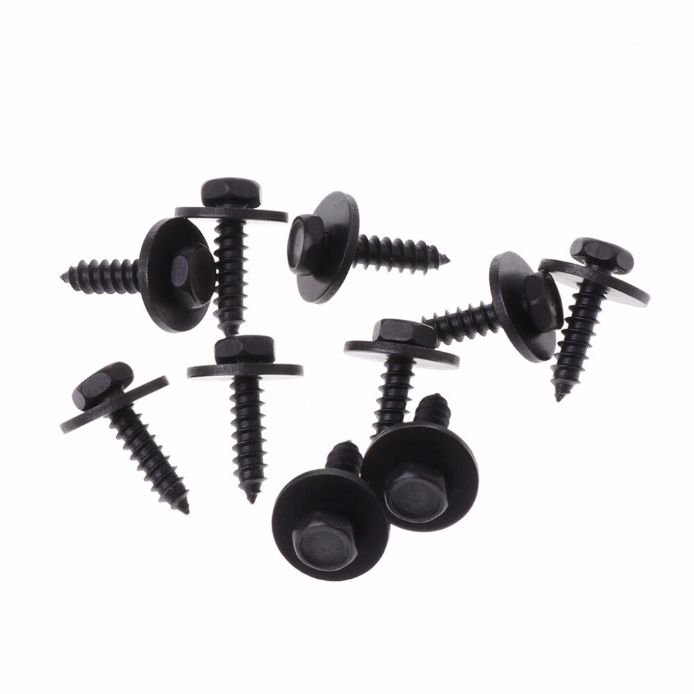 Tornillos autorroscantes universales para coche, arandela suelta cautiva, cabeza hexagonal, color negro, C45, 4,8x19mm, 10 unids/set por juego