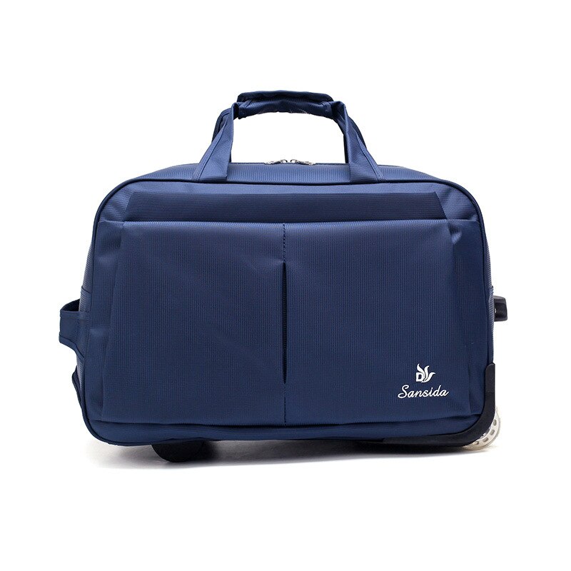Stor bagage trolley taske stor kapacitet rejsetaske med hjul til kvinder mænd rejse kuffert duffle rejsetasker bagage: Mørkeblå