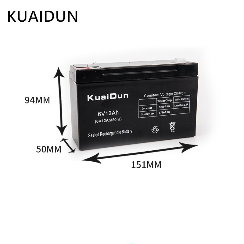 6V 12AH Batterij Voor Kinderen Speelgoed Auto Led Licht Elektronische Weegschaal Backup Power Noodverlichting Loodzuur Accumulator oplaadbare