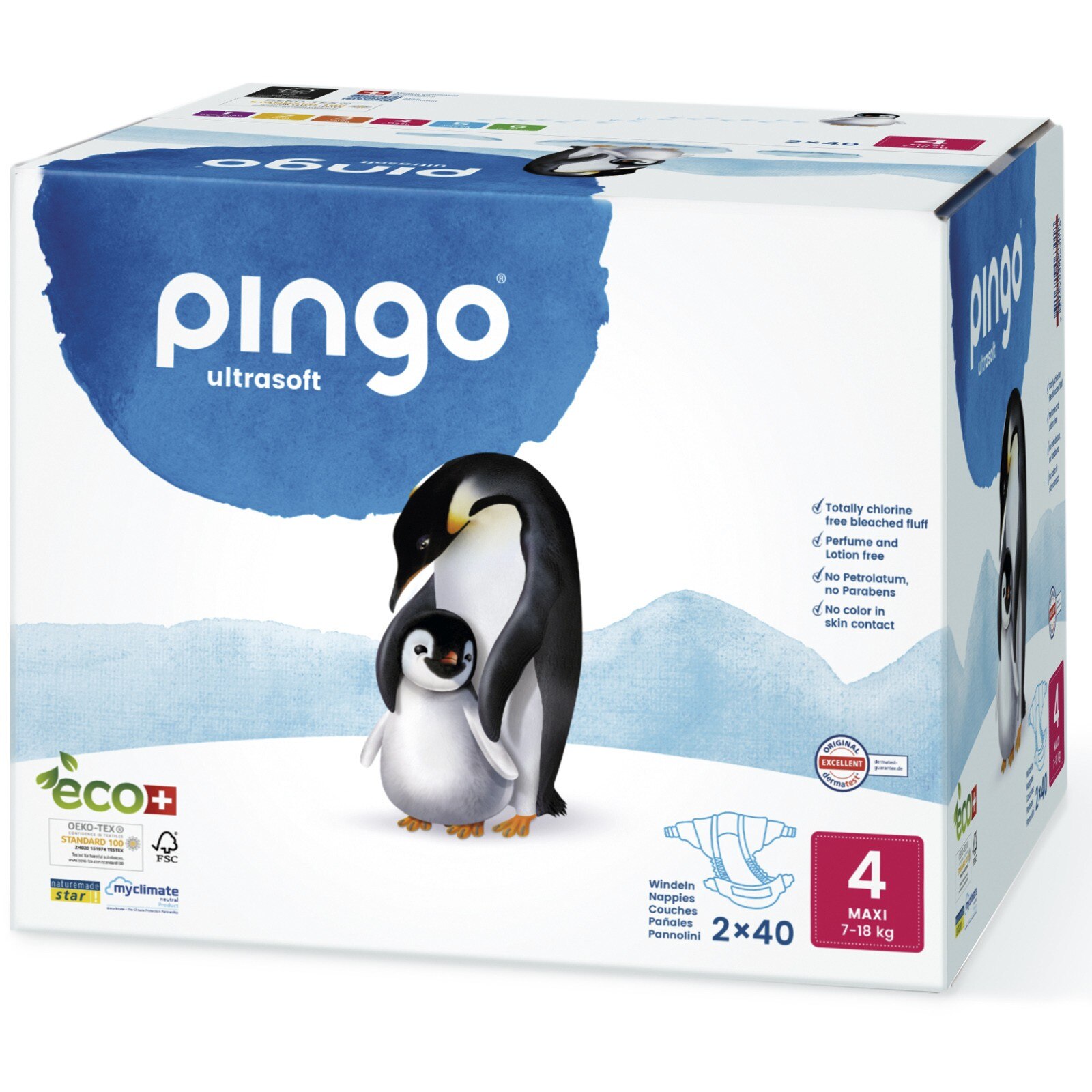 Pañales Ecológicos Pingo Talla 4 Maxi - Caja de 2x40
