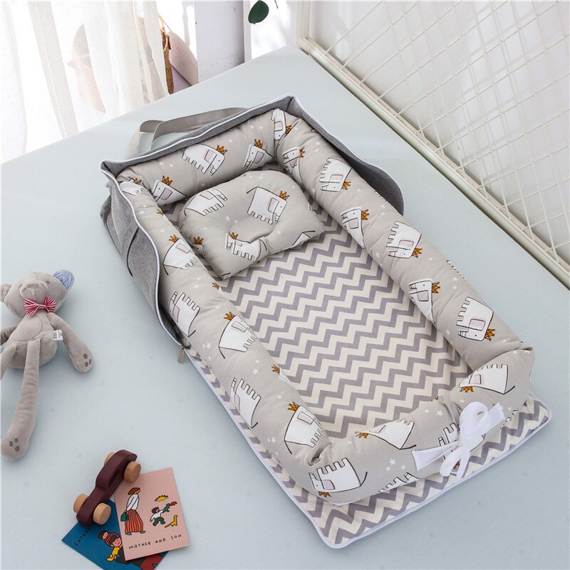 90cm*50cm sammenklappelig baby krybbe seng reden bærbar baby seng rejse essentials bomuld spædbarn baby krybbe seng rygsæk nyfødt baby seng: Grå 1