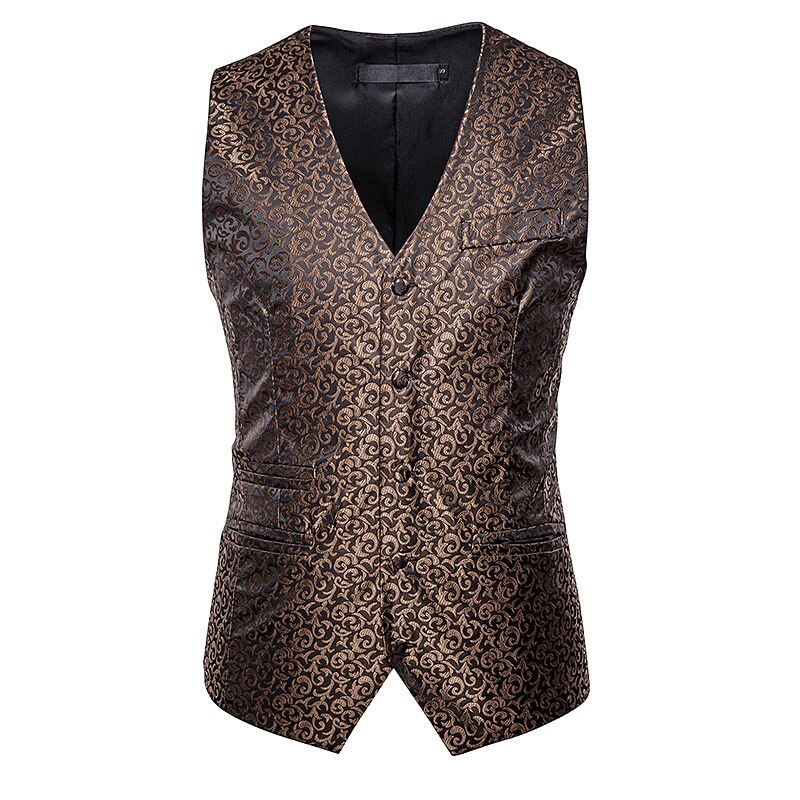 Chaleco de traje de Paisley para de boda Hipster para hombre chaleco Floral para hombre chalecos de vestir de ajuste delgado de un solo pecho para hombre Gilet XXL