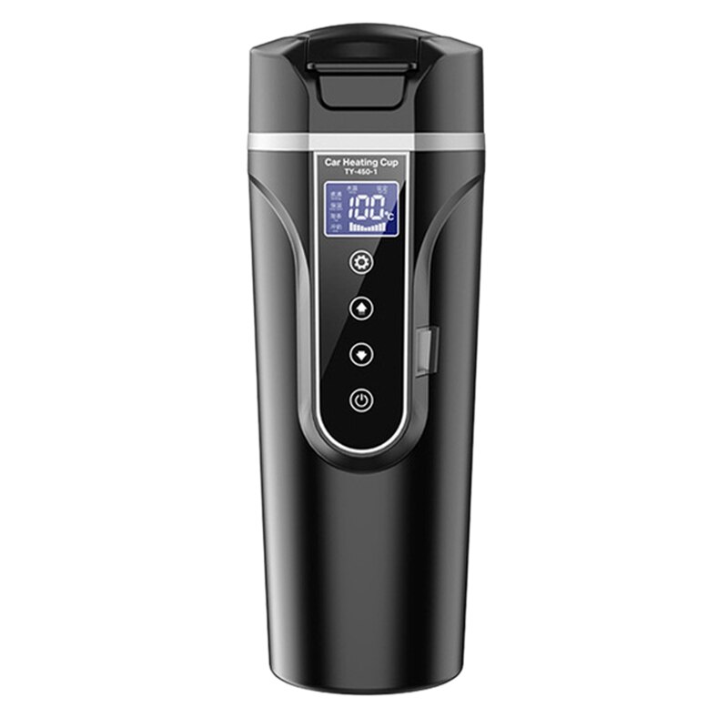 12V 24V przenośny robić samochodu podgrzewany kubek ze stali nierdzewnej stalowy kubek cieplej samochód czajnik wodny kubek kawy wyświetlacz LCD temperatura