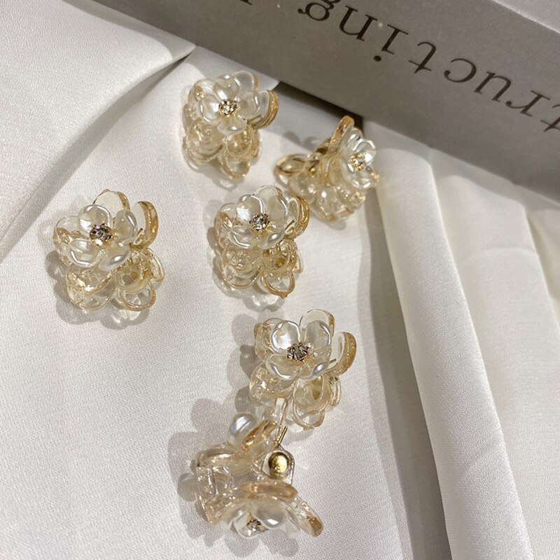 Coleteros geométricos minimalistas coreanos para mujer, pinza para cabello de flores, diamantes de imitación, transparente, pequeño, cangrejo, para