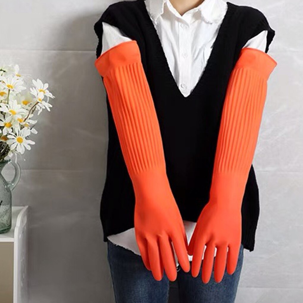 Gants longs en Latex 38/45/56cm, pour Aquarium, gant de protection industriel épais, gants de vaisselle en caoutchouc Latex imperméables