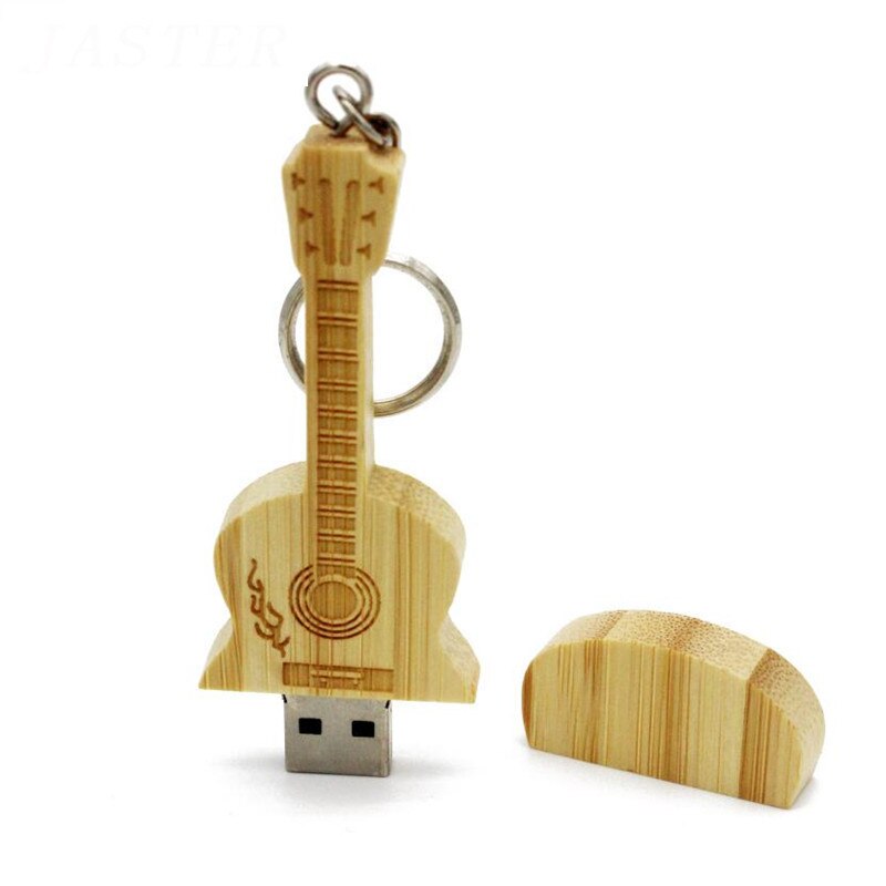 JASTER wooden guitar usb flash drive pendrives pen drive 8GB16GB32GB 64GB car key flash card memory stick mini: 64GB / bamboo