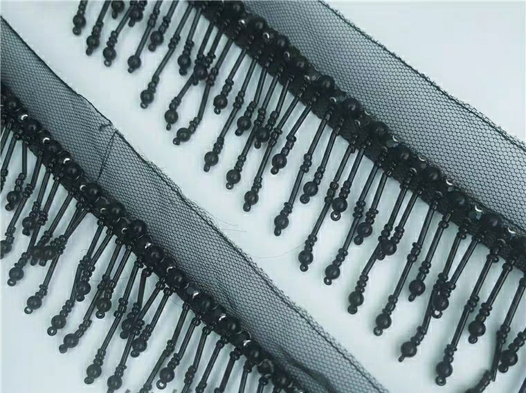 6cm Wide Pearl Beaded Fringe Dancewear Wedding Dress Costumes DIY Sewing Supplies