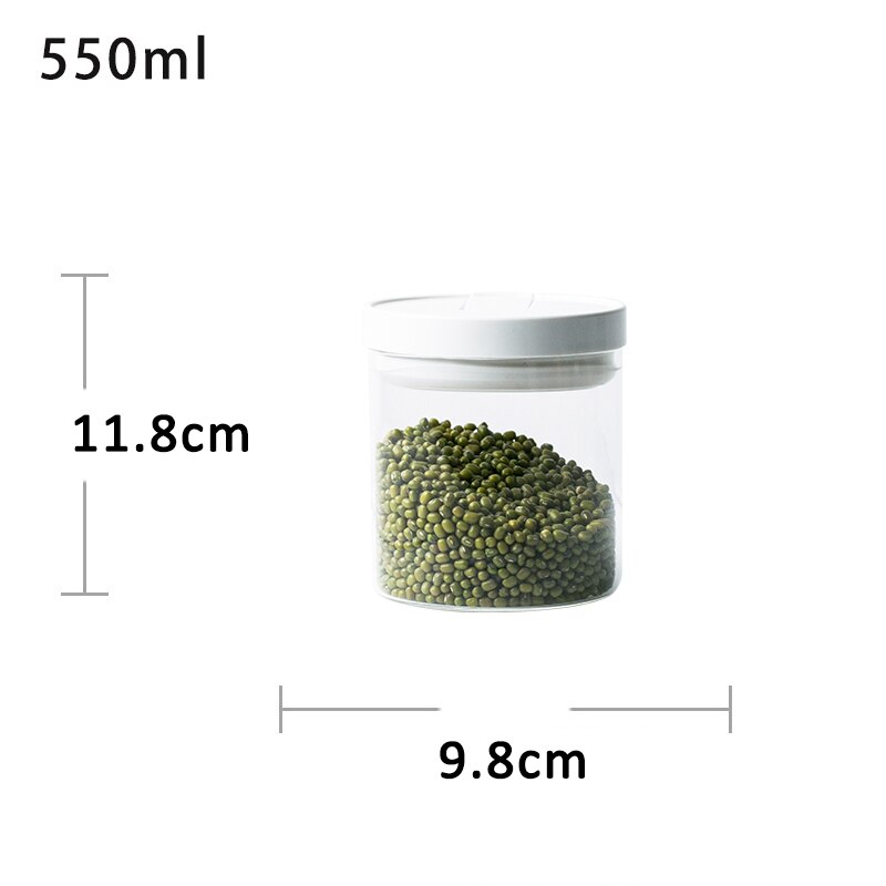 550/1000/1300 ml glas opbevaringsbeholdere til madopbevaring køkken opbevaringsbeholder boks slikflasker glas teglas forseglede dåser med låg: 550 ml-  hvide