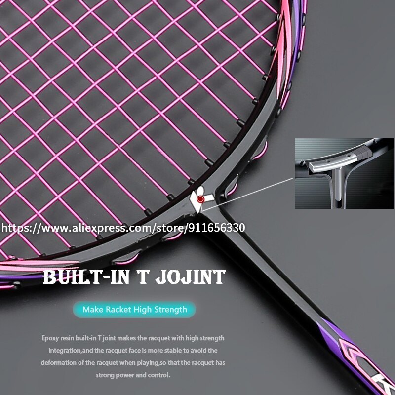 Raquettes de Badminton en Fiber de carbone de Type avec sacs à ficelle, Tension maximale de 32lb, entraînement, raquette de sport de vitesse pour adultes, G5