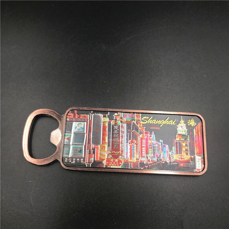 Metalen flesopener koelkaststickers koelkastmagneet shanghai toerisme souvenirs luxe magnetische stickers chinese stijl: 9