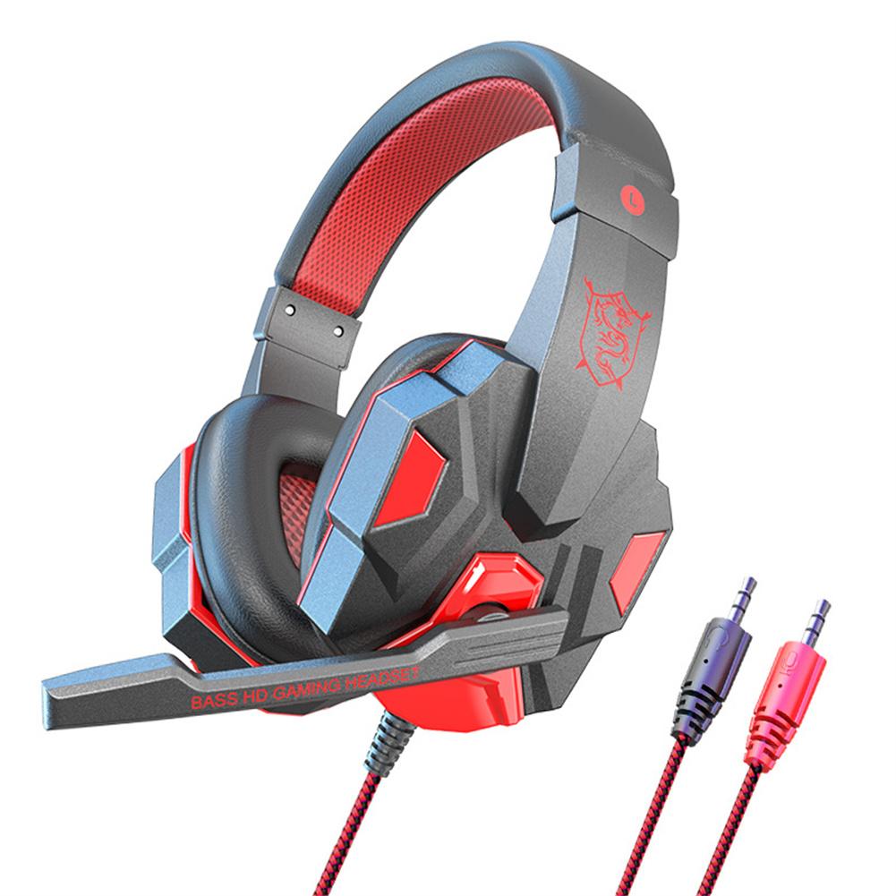 Wired Gaming Headset Met Microfoon 3.5Mm Krachtige Geluid Hoofdtelefoon Voor Kantoor Elektronica Computer Pc Gamers Gaming Hoofdtelefoon: Red no light