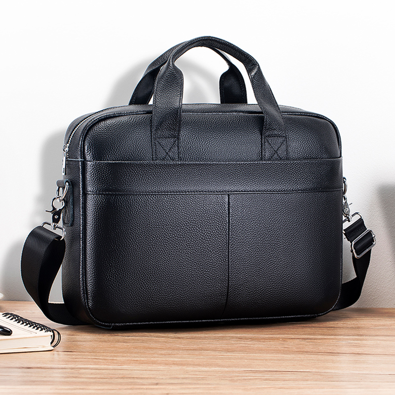 Men's leather handbag, top layer cowhide briefcase. Single shoulder diagonal cross large capacity computer bag, business bag.