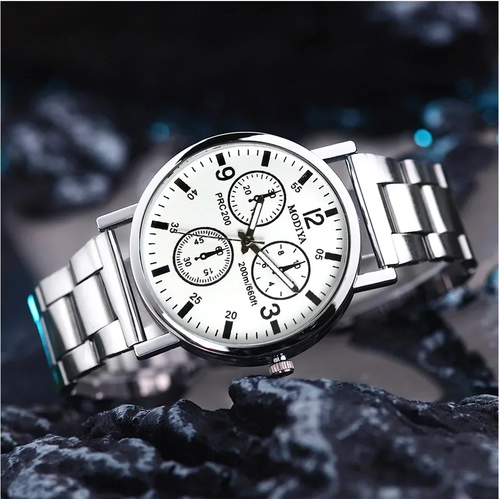Herrenuhren für Herren, Armbanduhren, Uhren für Herren, Edelstahl, Quarzuhr, 2024, modische Herrenuhren, Luxusuhr: Weiß