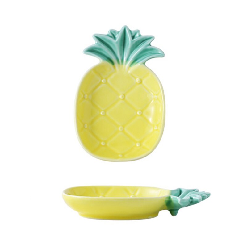 Ménage nouveauté ananas forme assiette en céramique Dessert aux fruits concis assiette à pâtisserie: A