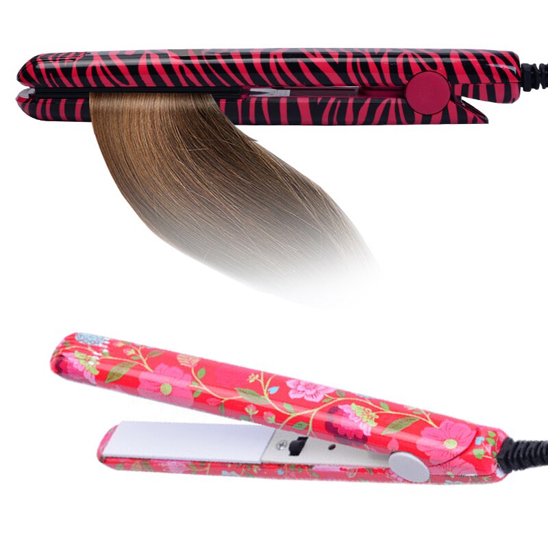 Electronic Hair Iron Hairstyling Portable Ceramic Flat Iron Hair Straightener Irons Styling Tools Zebra Red EU Plug