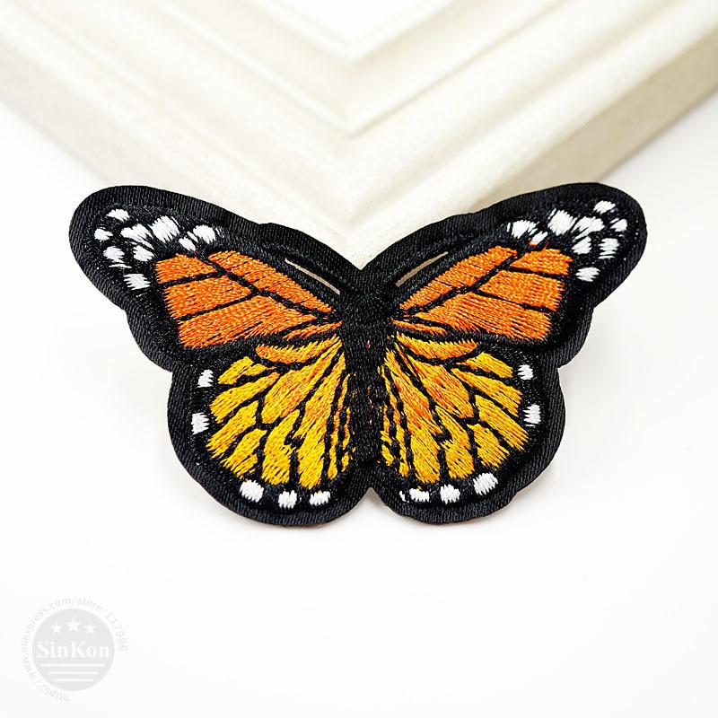 Yellow Butterfly (Size:5.0X8.0cm) DIY Embroidery Patch Applique Clothes Ironing Clothing Sewing Supplies Decorative Patches