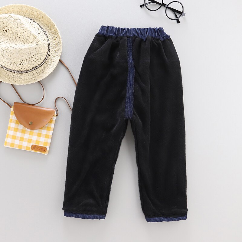 Børnetøj klassisk all-match basic stil drenge og piger vinter fleece-forede jeans vindtætte varme jeans børn baby jeans