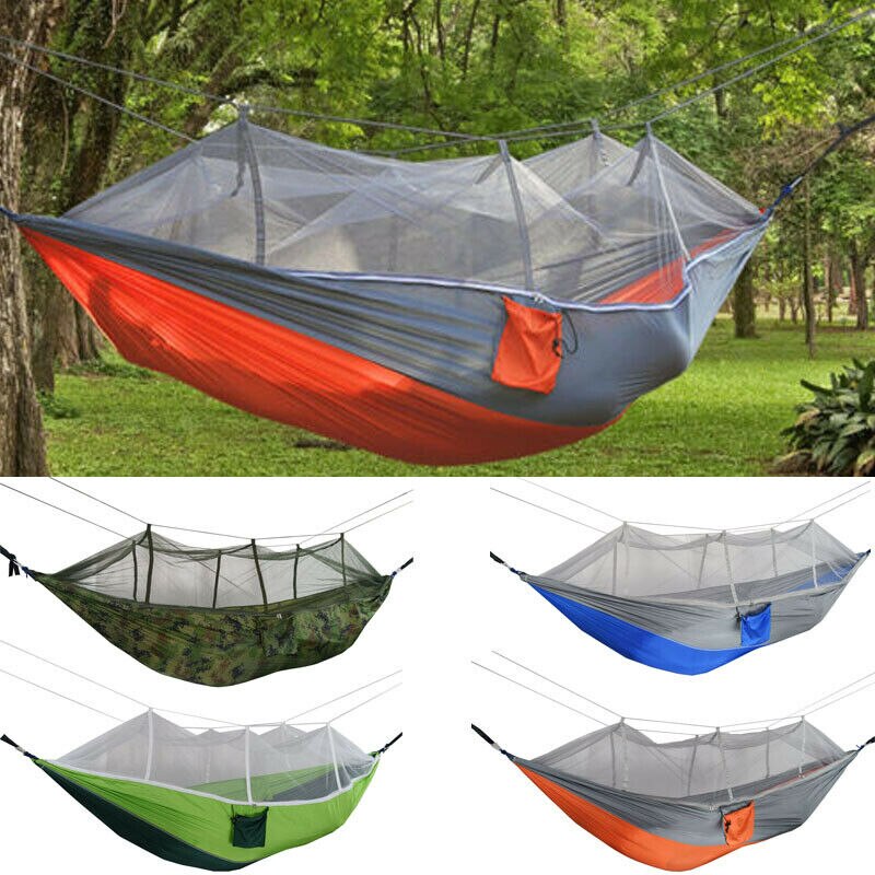 Portable Double Hammock with Mosquito Net for Outdoor Camping Traveling