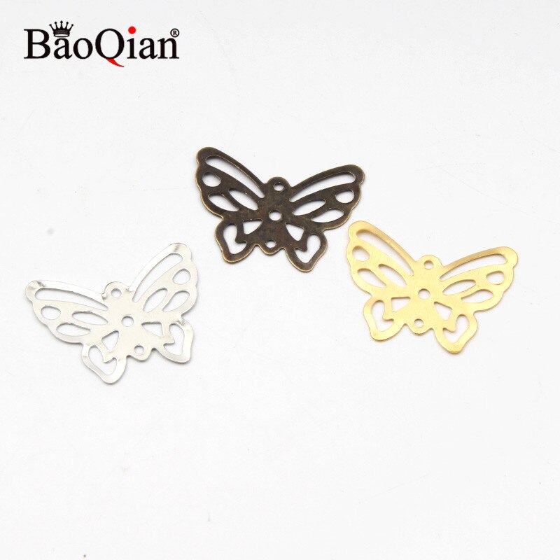 50 Uds 16x21MM mariposa envolturas de filigrana flor conectores Artesanía de Metal Scrapbooking conector para la fabricación de la joyería DIY Decoración