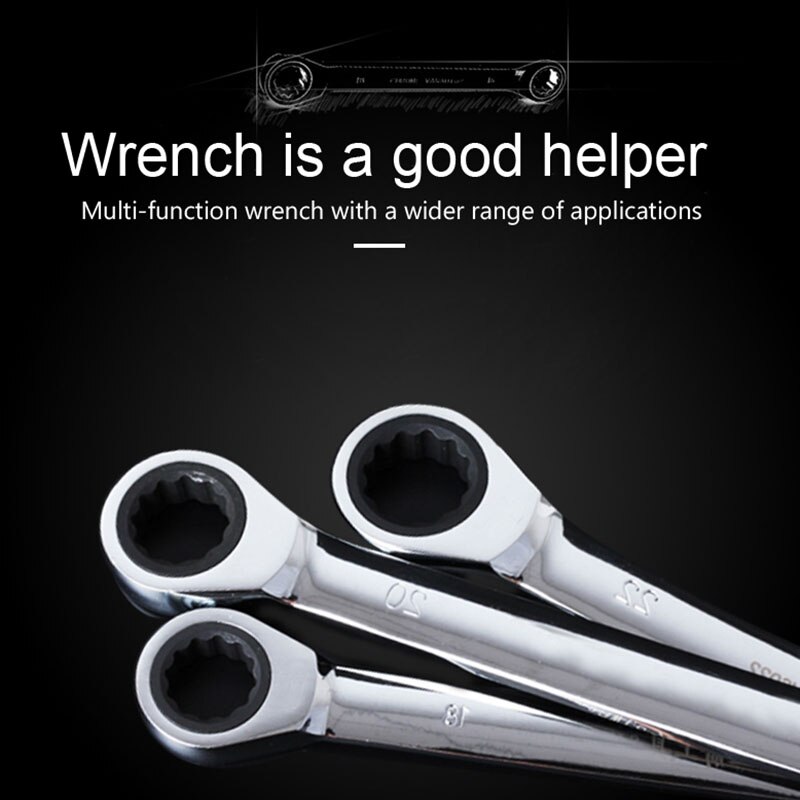 8-19 Chrome Vanadium Combination Ratchet Hand Wrench Set Metal Ratcheting Socket Spanners Car Repair Tools Set