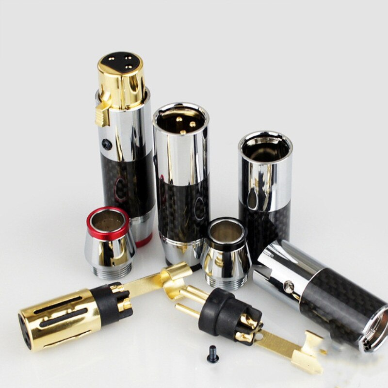 XLR Plug Adapter 3 Pin Carbon Fiber Gold Rhodium Plating High end Audio XLR Male Female Connectors Speakers Hifi AUX Jack Socket