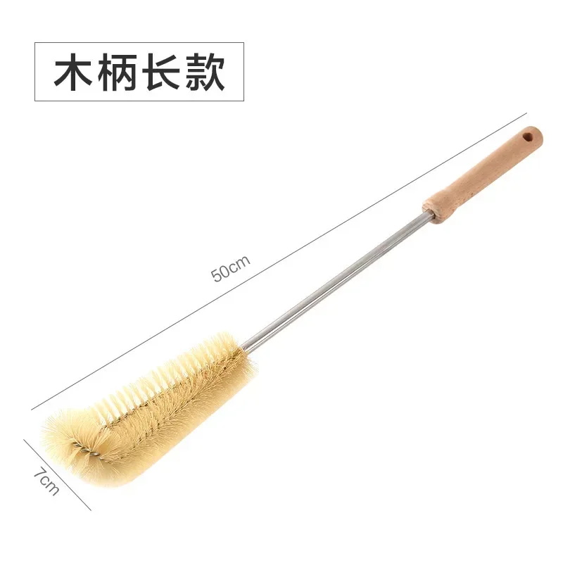 Bottle Brush Cleaner with Long Wooden Handle Water Bottle Cleaning Brush Natural Bristle Kitchen Scrub Bottle Brush for Cup Jug: Red