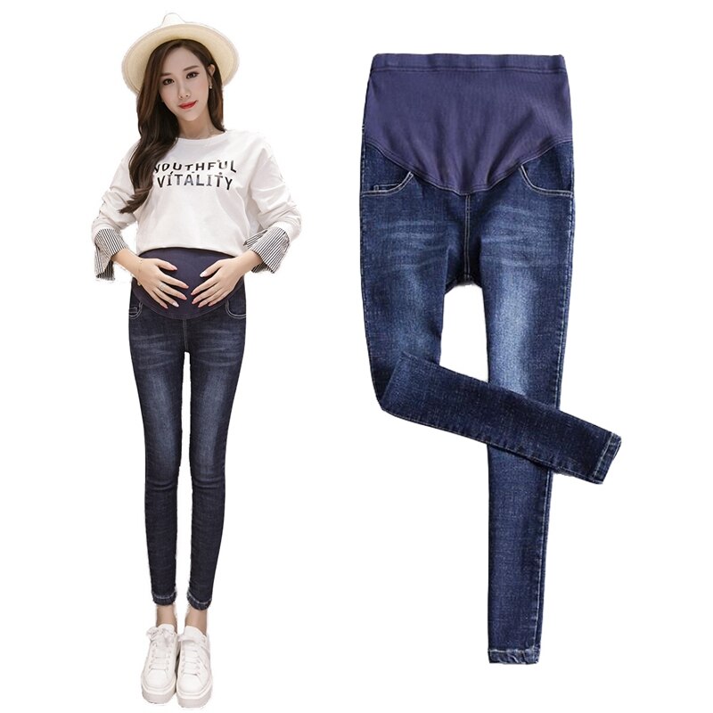 Elasticitet barsel jeans bomuld elastisk talje forår og efterår modeller mave graviditet pantalon embarazada barsel tøj
