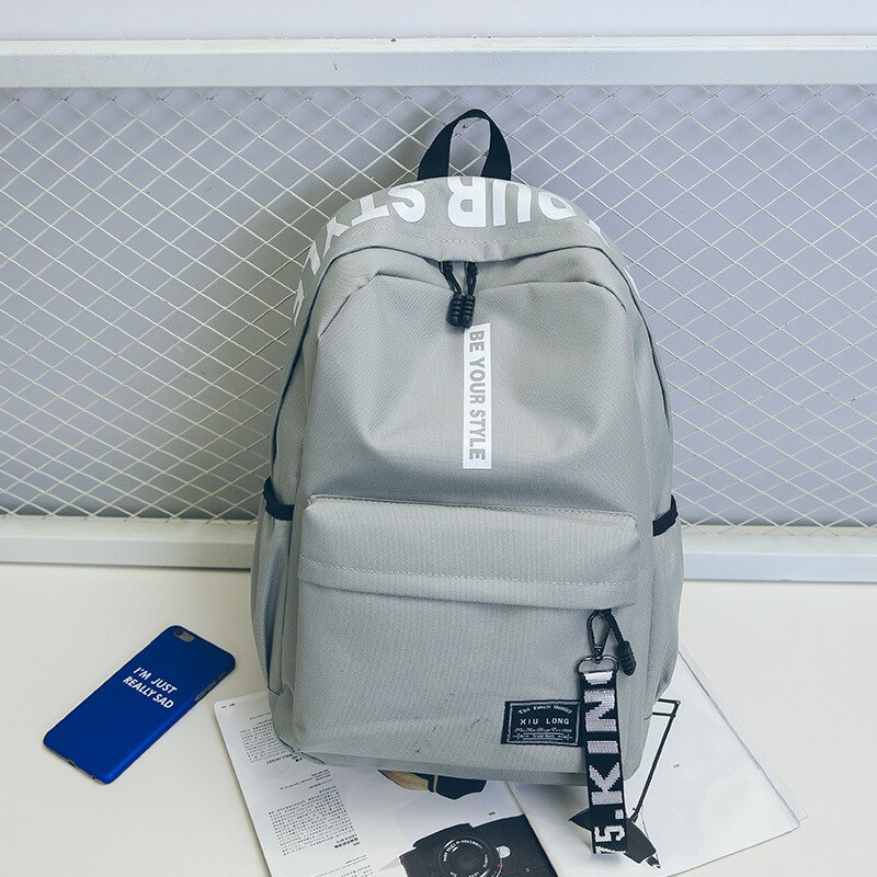 Brand College Style Backpack Big Girls Bag Letter Ribbon Travel Backpack Men And Women Couples Student Bag Bagpack: C