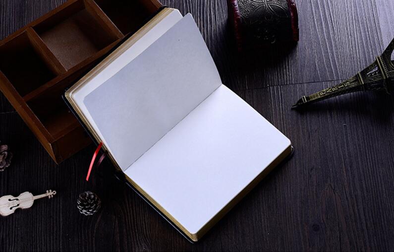 12X17Cm 240 Sheets Black Cover Bijbel Boek Schrift Fotoalbum Baby Dagboek Notebook 5Cm Dikke Geloven golden Rim Wit Papier: Default Title