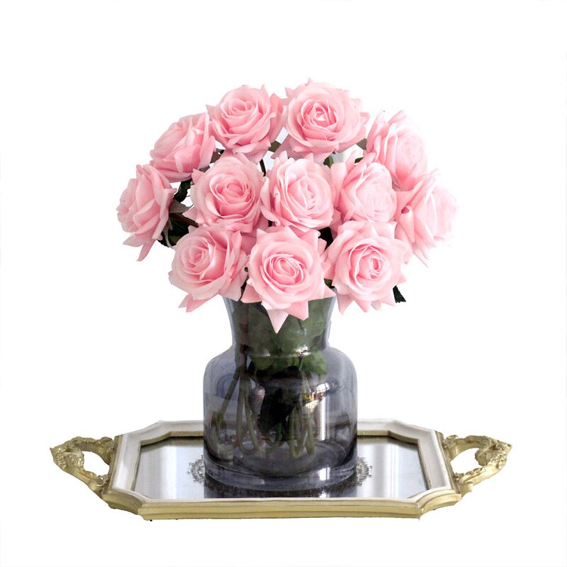 15 Stks/partij Kunstbloemen Decor Rose Latex Bloem Woondecoratie Real Touch Rose Bruiloft Bruidsboeket Bloem