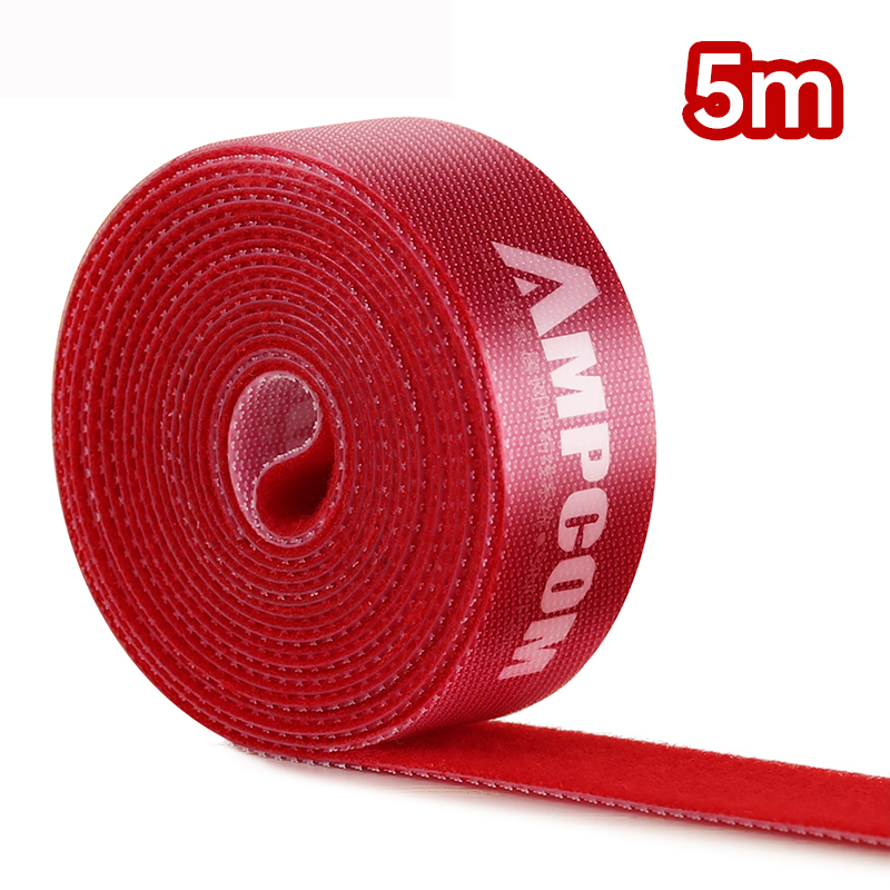 AMPCOM Klettband mit Klettverschluss, Klebebandstreifen, Nylon-Kabel-Organizer, selbstklebendes Verwaltung, wiederverwendbarer Kabelbinder für Telefonkabel: Blau