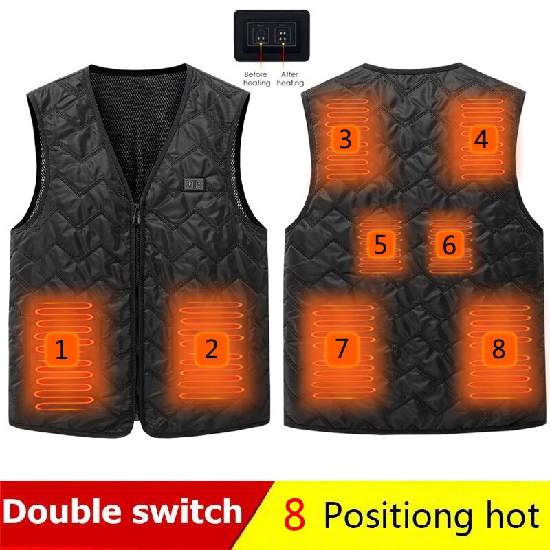 8 Heated Vest Jacket Men Women Coat Clothes Intelligent Electric Heating Thermal Warm Clothes Winter Heated Hunt -40