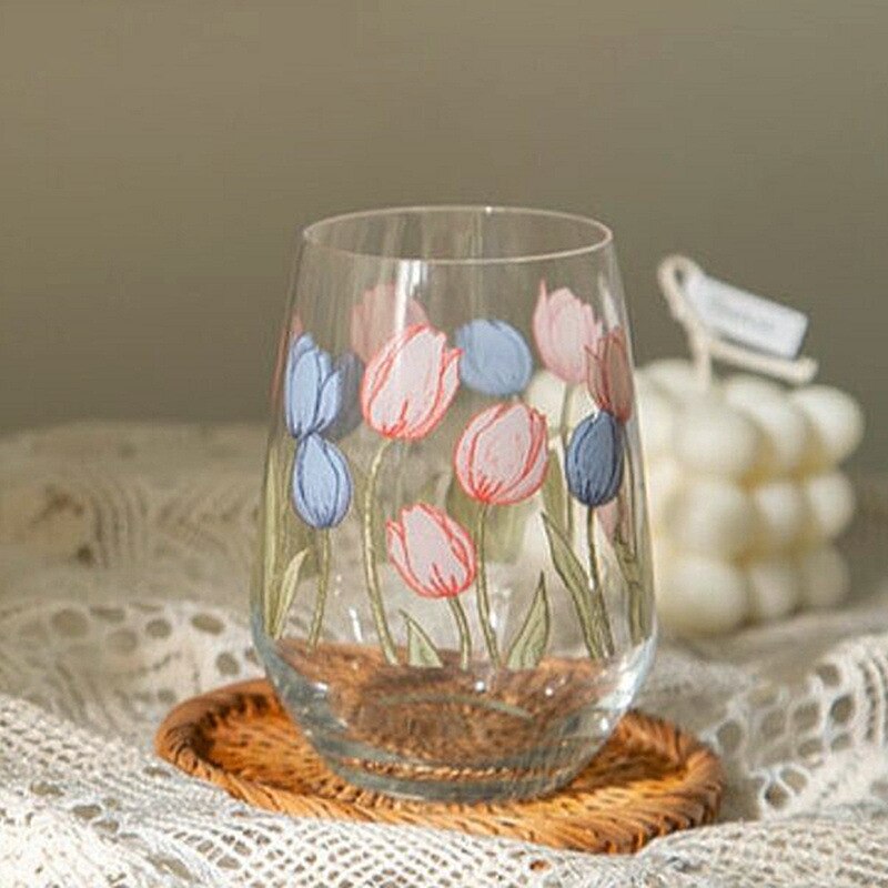 Style 400Ml Printing Wine Glass Multi-Purpose Ice Coffee Cup Soda Water Beverage Cup Milk Juice Flat Cup Tumbler MJ