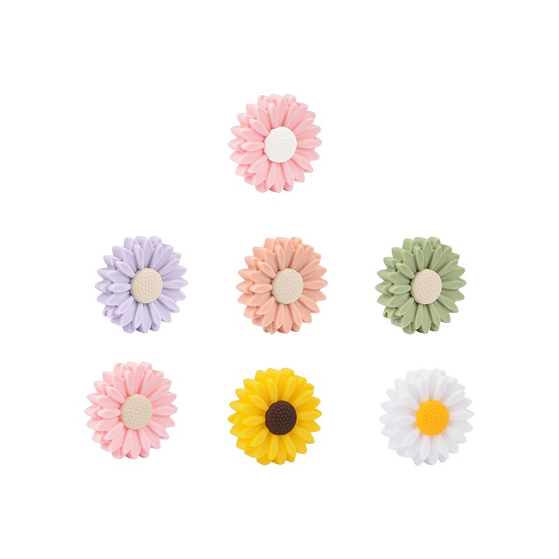 10PCS Silicone Beads Daisy Baby Teething Silicone Beads Sunflower DIY Food Grade Rodent Toy BPA Free Nurse Accessories: 22mm-mix or choose