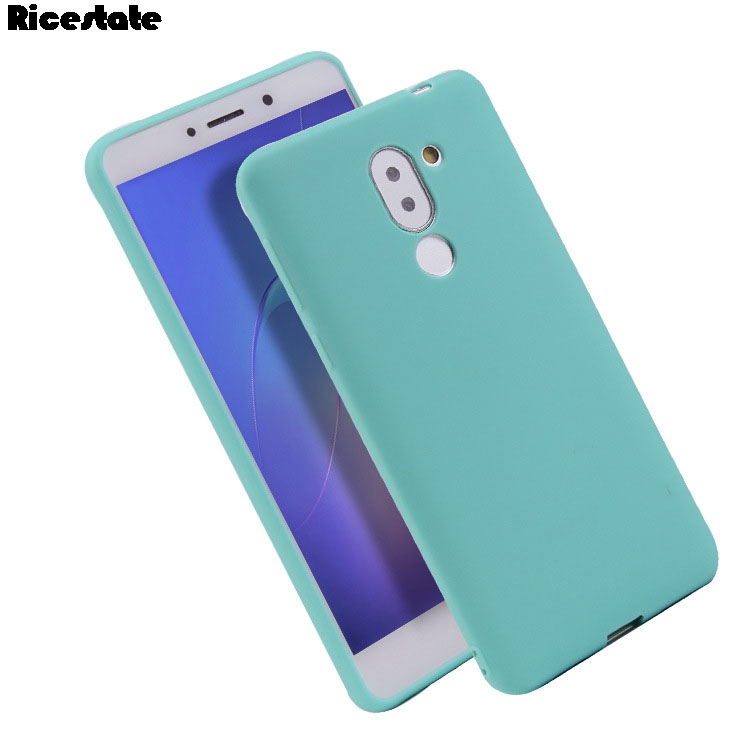 Huawei honor 6x ultradünne, matt silikon-tpu-schutzhülle für huawei  gr5 und huawei Kamerad 9 lite in kristall und frostrot: Echtes leder / Himmelblau