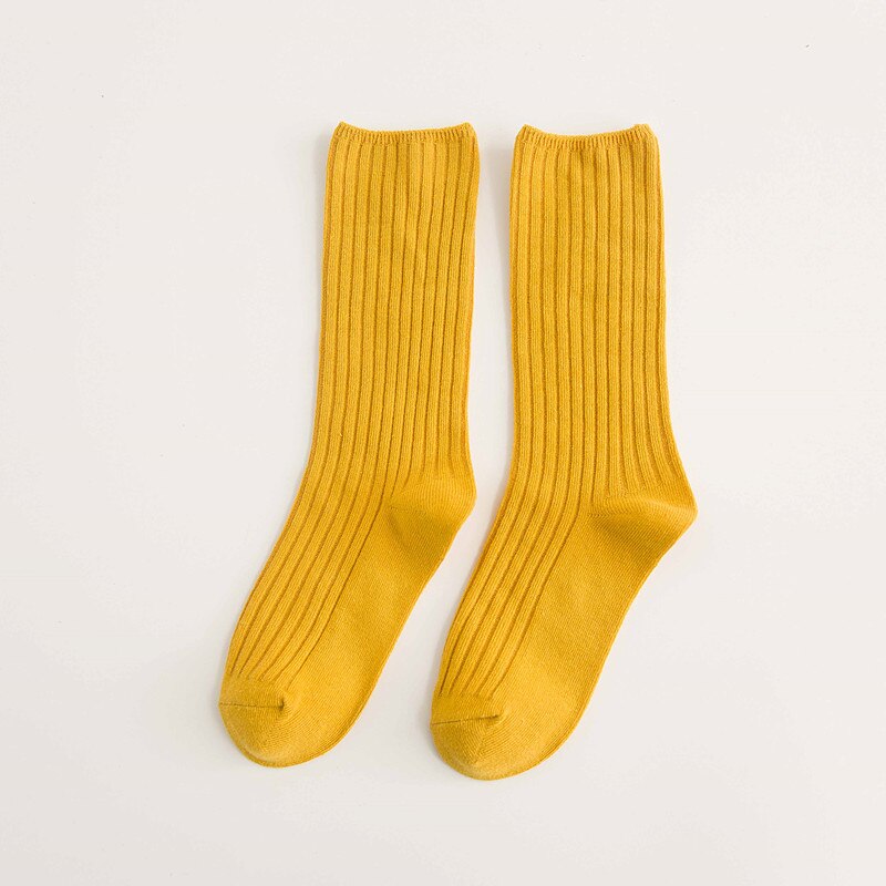 3 Piars/Lot Autumn/Winter Women Socks Colorful Breathable Cotton Socks Deodorant for Outdoor Activities: Yellow