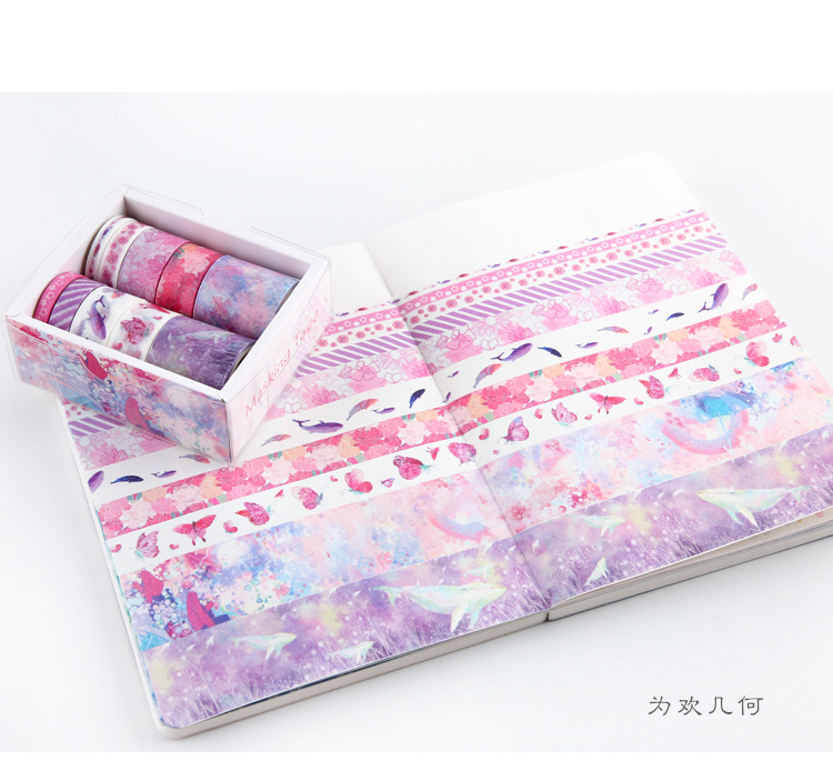 Ruban Washi décoratif avec chansons d'amour sous les étoiles, ruban de masquage décoratif pour bricolage, fournitures scolaires et de bureau, pour bricolage, 10 pièces/paquet: 13