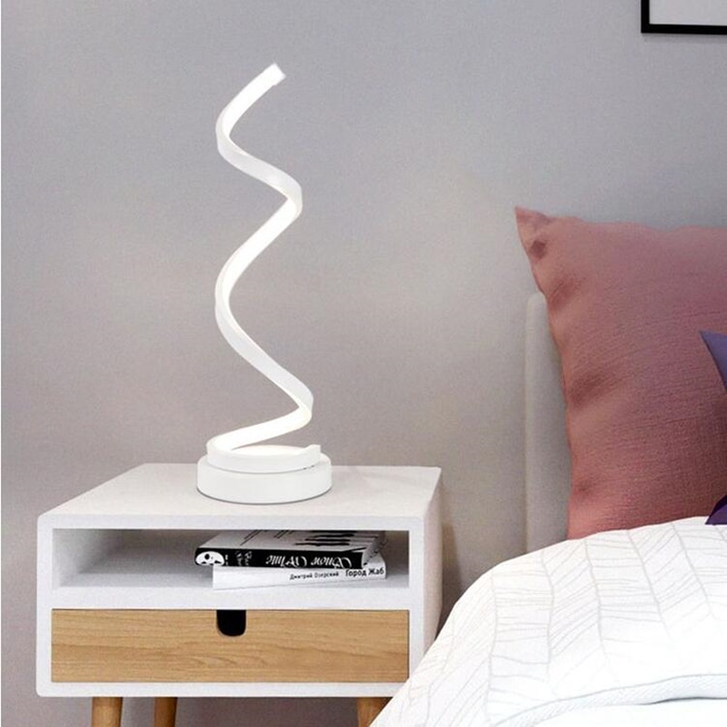 Lámpara de mesa Espiral de LED para el hogar, sala de estar, dormitorio, iluminación, luz de noche