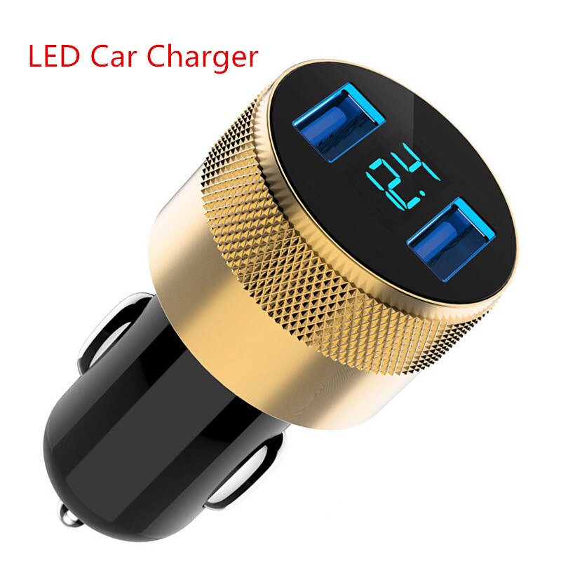 Dual USB Auto Ladegerät Universel LED-anzeige Auto-Ladegerät Schnelle Ladung Adapter Für Samsung Galaxis A51 A71 A91 A80 s20 S10 S9 Mi 10: Gold Ladegerät nur