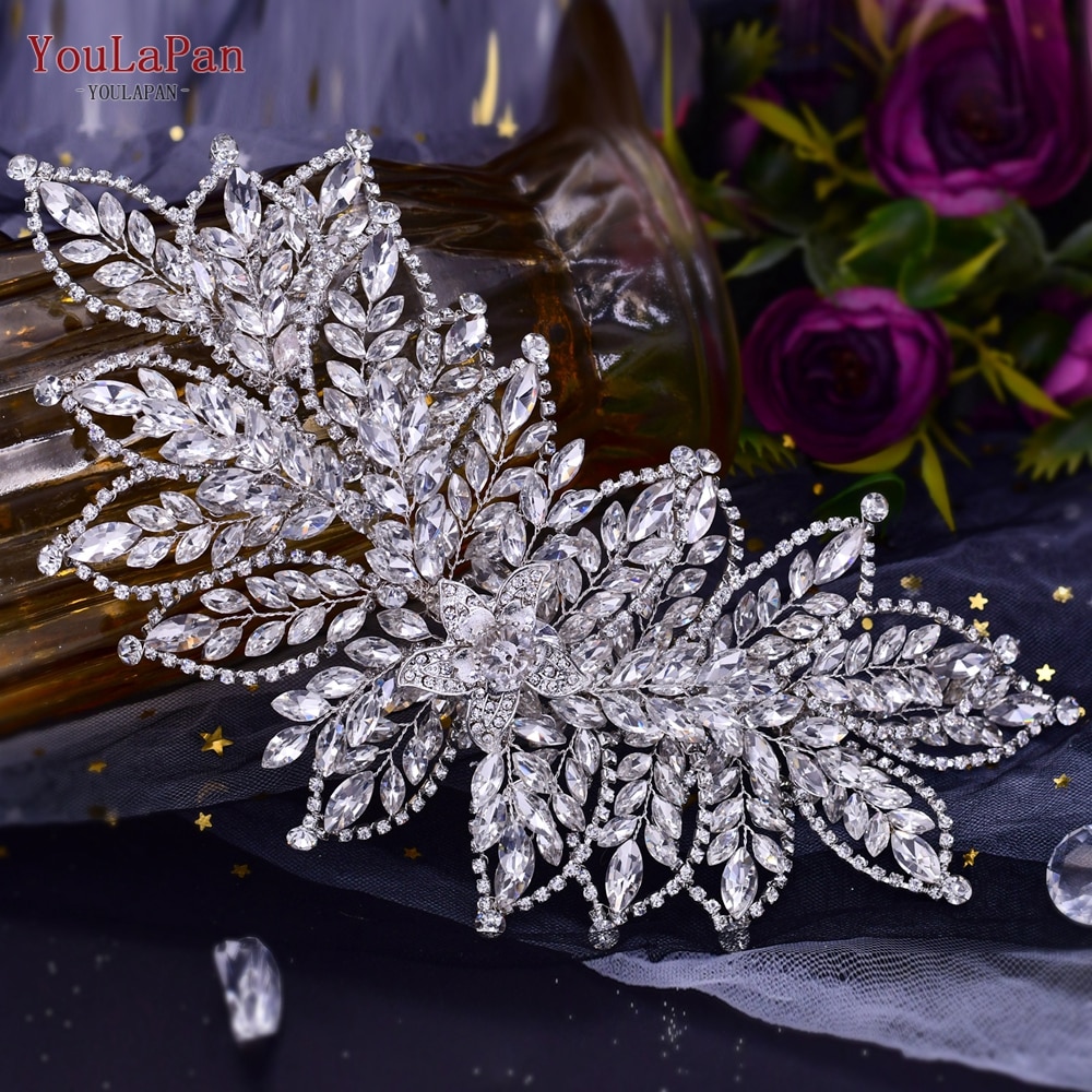 YouLaPan Rhinestone ślubny nakrycie głowy panny młodej kobieta luksusowe akcesoria do włosów opaska na ślubne nakrycia głowy ślubna tiara HP409: Antyczny posrebrzany