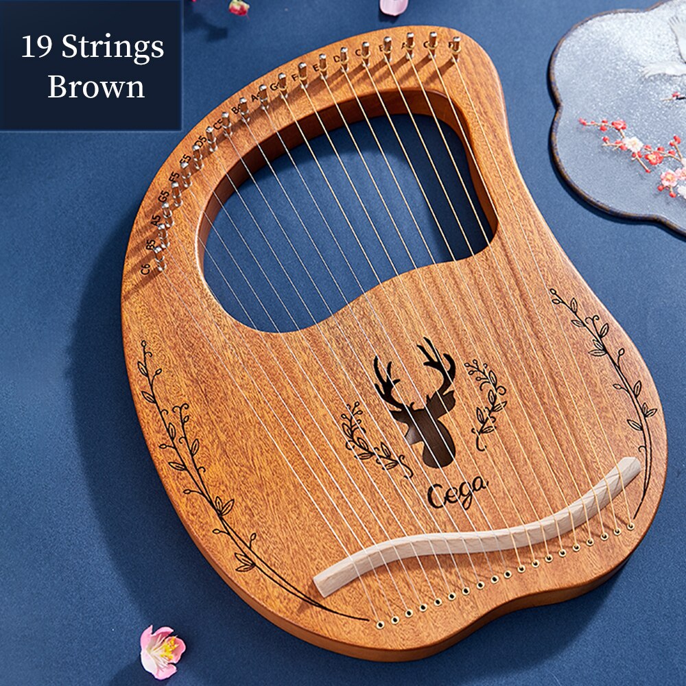 ARPA de Lira de 16 cuerdas, instrumento Musical de madera de caoba, Musicales con llave de afinación, Plectrum, Manual en inglés