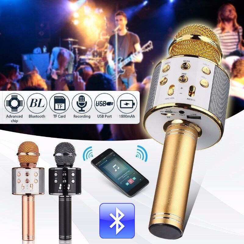 Micrófono Bluetooth para Karaoke KTV, altavoz inalámbrico, reproductor de música, micrófono de bolsillo, grabador para cantar