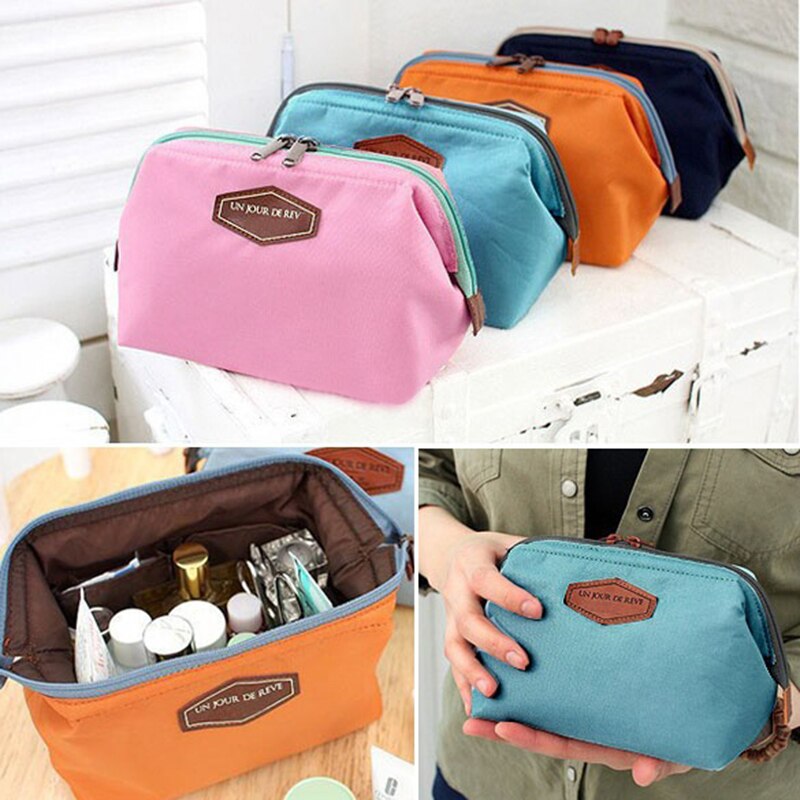 Multifunctionele Cosmetische Tas Draagbare Leuke Toilettas Lady Leuke Clutch Bag Casual Portemonnee Stalen Frame Katoen Make-Up Tas