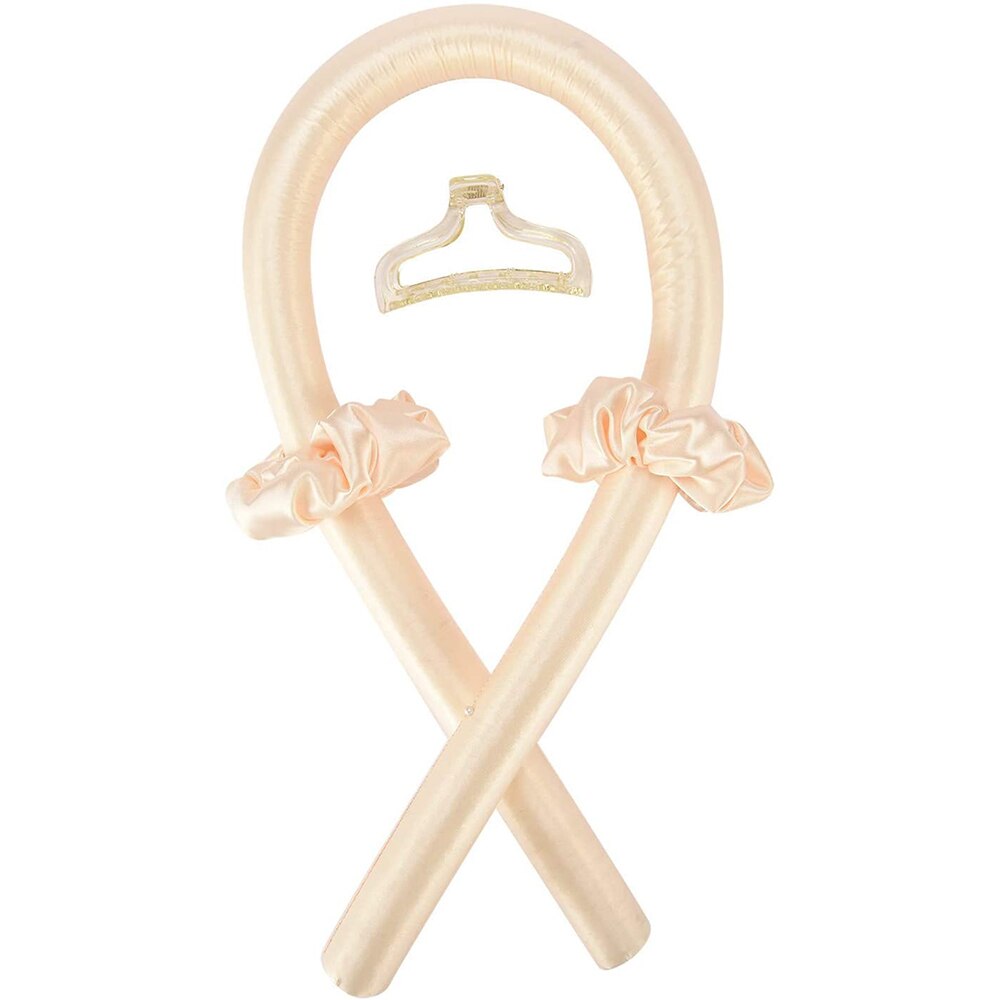 Varilla rizadora sin calor, rodillos de pelo de cinta de seda, formadores de ondas para dormir, herramientas de estilismo de cabello largo y mediano, para niña: Amarillo
