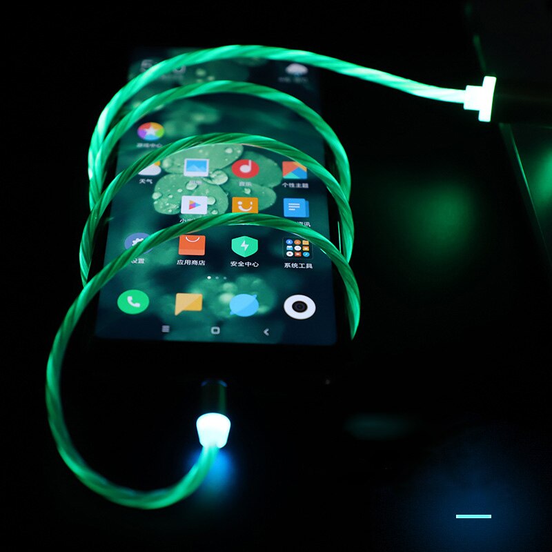 Magnetische Led Licht Kabel Snel Opladen Magneet Micro Usb Type C Kabel Honor 20 10 8X Oplader Voor Iphone X samsung S8 S10 A50 A70