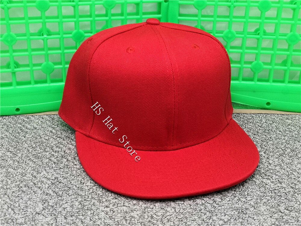 Solid blank full nära hip hop cap hela stängning herrstorlek platt brim bill baseball cap monterad hatall röd: 8