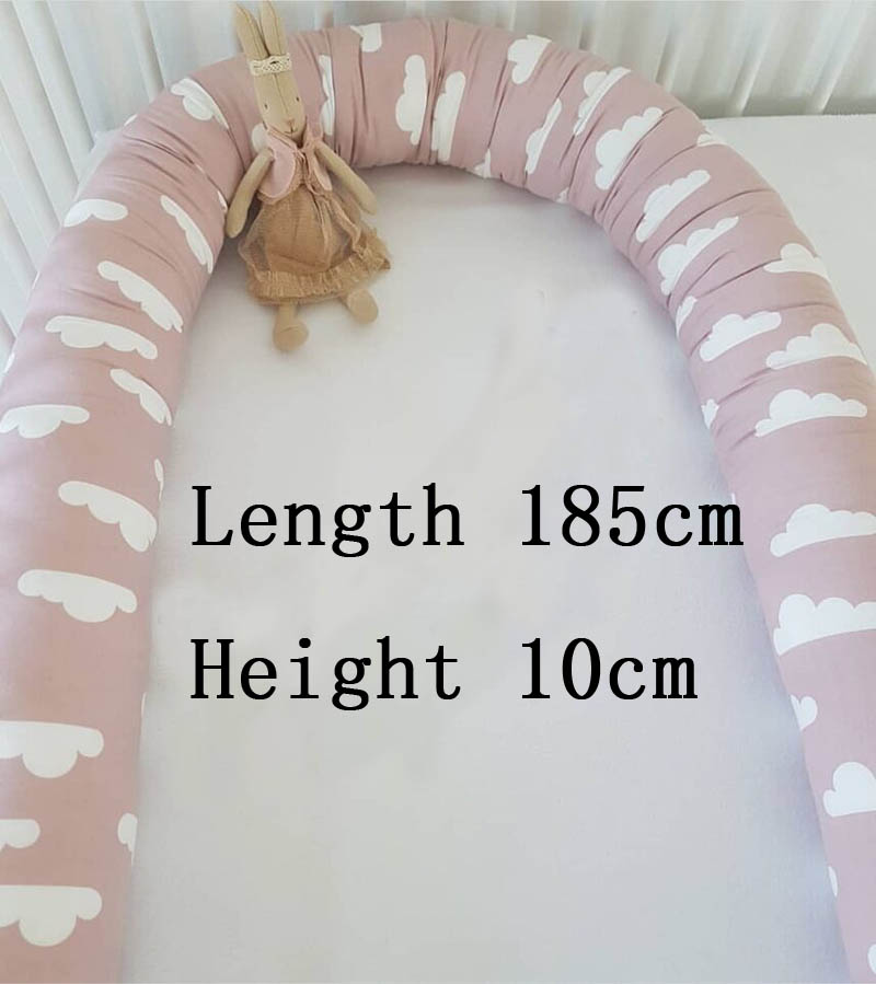 Long Pillow Children Bed Fence Baby Anticollision Pillows Bedside Soft Crib Bumper Children Newborn Cradle Bumpers: pink cloud