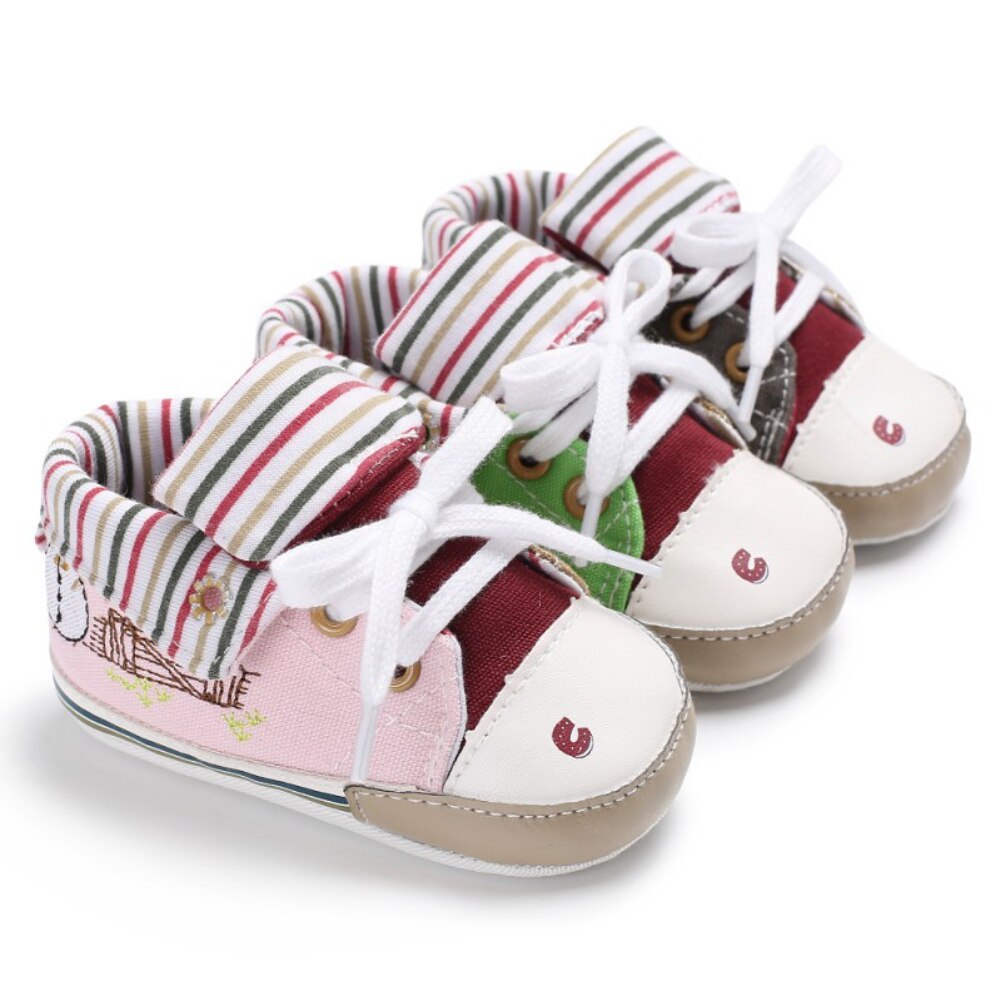 Bobora Pasgeboren Baby Babyschoenen Canvas Schoenen Baby Jongens Meisjes Hoge Top Sneaker Zachte Anti-Slip Zool